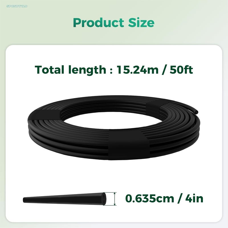 SPONDWILD 50 Ft 1/4 Inch Blank Distribution Tubing - UV Protected Flexible Black Drip Hose, Universal for Garden, Potted Plants and Veggie Beds, Fits Standard Drip Components - Image 2